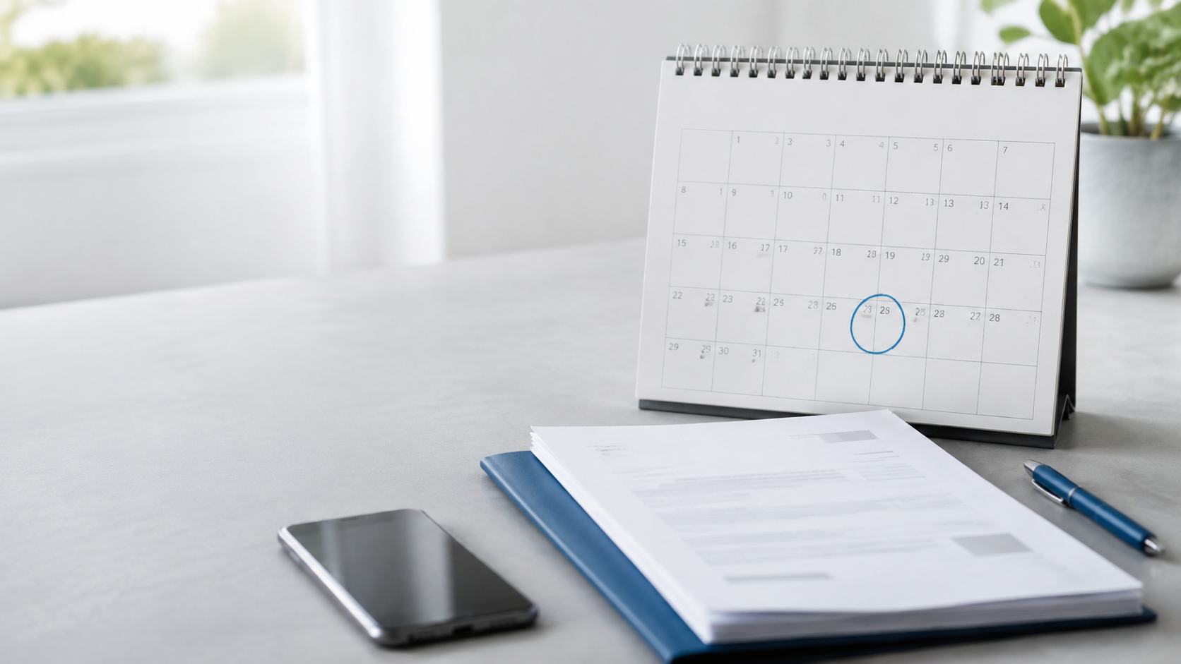 Kalender und Unterlagen auf einem Tisch